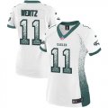 Wholesale Cheap Nike Eagles #11 Carson Wentz White Women's Stitched NFL Elite Drift Fashion Jersey
