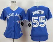 Wholesale Cheap Blue Jays #55 Russell Martin Blue Alternate Women's Stitched MLB Jersey