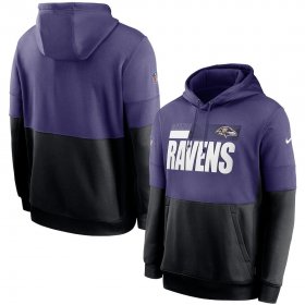 Wholesale Cheap Baltimore Ravens Nike Sideline Impact Lockup Performance Pullover Hoodie Purple Black