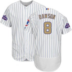 Wholesale Cheap Cubs #8 Andre Dawson White(Blue Strip) Flexbase Authentic 2017 Gold Program Stitched MLB Jersey
