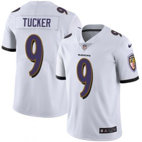 Wholesale Cheap Nike Ravens #9 Justin Tucker White Men\'s Stitched NFL Vapor Untouchable Limited Jersey