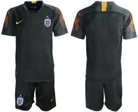 Wholesale Cheap England Blank Black Goalkeeper Soccer Country Jersey