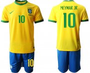 Wholesale Cheap Men 2020-2021 Season National team Brazil home yellow 10 Soccer Jersey