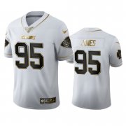 Wholesale Cheap Kansas City Chiefs #95 Chris Jones Men's Nike White Golden Edition Vapor Limited NFL 100 Jersey