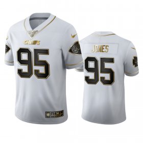 Wholesale Cheap Kansas City Chiefs #95 Chris Jones Men\'s Nike White Golden Edition Vapor Limited NFL 100 Jersey