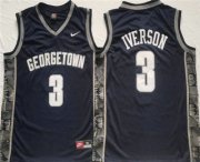 Wholesale Cheap Men's Georgetown Hoyas #3 Allen Iverson Navy Stitched Jersey