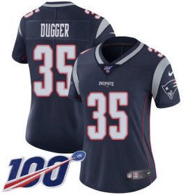 Wholesale Cheap Nike Patriots #35 Kyle Dugger Navy Blue Team Color Women\'s Stitched NFL 100th Season Vapor Untouchable Limited Jersey