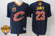 Wholesale Cheap Men's Cleveland Cavaliers LeBron James #23 2016 The NBA Finals Patch New Navy Blue Short-Sleeved Jersey