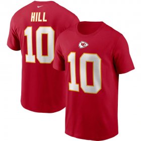 Wholesale Cheap Kansas City Chiefs #10 Tyreek Hill Nike Team Player Name & Number T-Shirt Red