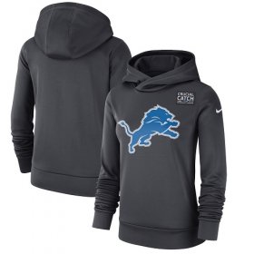 Wholesale Cheap NFL Women\'s Detroit Lions Nike Anthracite Crucial Catch Performance Pullover Hoodie