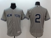 Wholesale Cheap Yankees #2 Derek Jeter Grey Flexbase Authentic Collection Stitched MLB Jersey