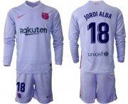 Wholesale Cheap Men 2021-2022 Club Barcelona Second away purple Long Sleeve 18 Soccer Jersey
