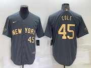 Wholesale Men's New York Yankees #45 Gerrit Cole Number Grey 2022 All Star Stitched Cool Base Nike Jersey