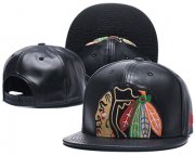 Wholesale Cheap NHL Chicago Blackhawks Team Logo Black Adjustable Hat A25