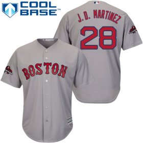 Wholesale Cheap Red Sox #28 J. D. Martinez Grey New Cool Base 2018 World Series Champions Stitched MLB Jersey