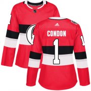 Wholesale Cheap Adidas Senators #1 Mike Condon Red Authentic 2017 100 Classic Women's Stitched NHL Jersey