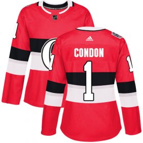 Wholesale Cheap Adidas Senators #1 Mike Condon Red Authentic 2017 100 Classic Women\'s Stitched NHL Jersey