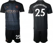 Wholesale Cheap Men 2020-2021 club Manchester City away 25 black Soccer Jerseys