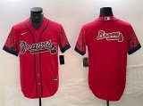 Cheap Men's Atlanta Braves Red Team Big Logo City Connect Cool Base Stitched Baseball Jersey