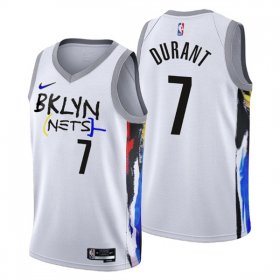 Wholesale Cheap Men\'s Brooklyn Nets #7 Kevin Durant 2022-23 White City Edition Stitched Basketball Jersey