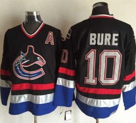Wholesale Cheap Canucks #10 Pavel Bure Black/Blue CCM Throwback Stitched NHL Jersey