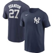 Wholesale Cheap New York Yankees #27 Giancarlo Stanton Nike Name & Number T-Shirt Navy