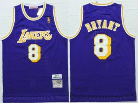 Wholesale Cheap Men\'s Los Angeles Lakers #8 Kobe Bryant 1996-97 Purple Hardwood Classics Soul Swingman Throwback Jersey