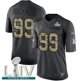 Wholesale Cheap Nike 49ers #99 DeForest Buckner Black Super Bowl LIV 2020 Youth Stitched NFL Limited 2016 Salute to Service Jersey