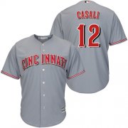 Wholesale Cheap Reds #12 Curt Casali Grey New Cool Base Stitched MLB Jersey