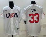 Cheap Men's USA Baseball #33 Lance Lynn 2023 White World Baseball Classic Stitched Jersey