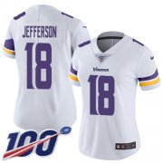 Wholesale Cheap Nike Vikings #18 Justin Jefferson White Women's Stitched NFL 100th Season Vapor Untouchable Limited Jersey