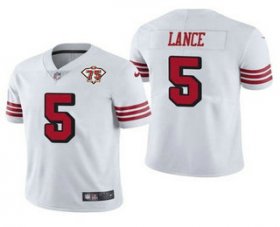 Wholesale Cheap Men\'s San Francisco 49ers #5 Trey Lance White 2021 75th Anniversary Color Rush Stitched NFL Jersey
