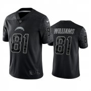 Wholesale Cheap Men's Los Angeles Chargers #81 Mike Williams Black Reflective Limited Stitched Football Jersey