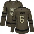 Wholesale Cheap Adidas Kings #6 Joakim Ryan Green Salute to Service Women's Stitched NHL Jersey