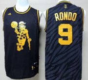 Wholesale Cheap Boston Celtics #9 Rajon Rondo Revolution 30 Swingman 2014 Black With Gold Jersey