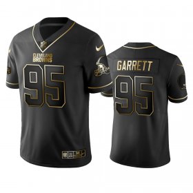Wholesale Cheap Browns #95 Myles Garrett Men\'s Stitched NFL Vapor Untouchable Limited Black Golden Jersey