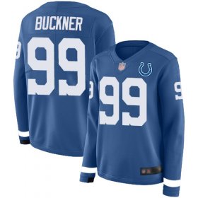 Wholesale Cheap Nike Colts #99 DeForest Buckner Royal Blue Team Color Women\'s Stitched NFL Limited Therma Long Sleeve Jersey