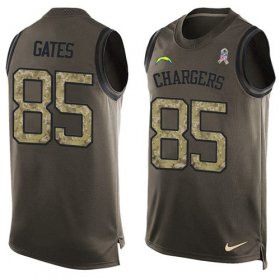 Wholesale Cheap Nike Chargers #85 Antonio Gates Green Men\'s Stitched NFL Limited Salute To Service Tank Top Jersey