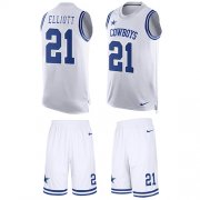 Wholesale Cheap Nike Cowboys #21 Ezekiel Elliott White Men's Stitched NFL Limited Tank Top Suit Jersey