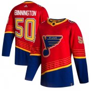 Wholesale Cheap Men's St. Louis Blues #50 Jordan Binnington 2021 Red Reverse Retro Stitched Jersey