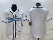 Wholesale Cheap Men's Carolina Panthers Blank White With Patch Cool Base Stitched Baseball Jersey