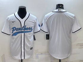 Wholesale Cheap Men\'s Carolina Panthers Blank White With Patch Cool Base Stitched Baseball Jersey