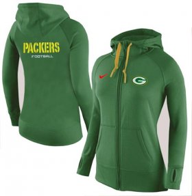 Wholesale Cheap Women\'s Nike Green Bay Packers Full-Zip Performance Hoodie Green