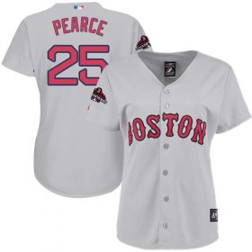 Wholesale Cheap Red Sox #25 Steve Pearce Grey Road 2018 World Series Champions Women\'s Stitched MLB Jersey