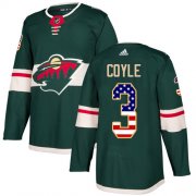 Wholesale Cheap Adidas Wild #3 Charlie Coyle Green Home Authentic USA Flag Stitched NHL Jersey