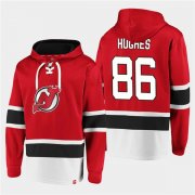 Wholesale Cheap Men's New Jersey Devils #86 Jack Hughes Red Ageless Must-Have Lace-Up Pullover Hoodie