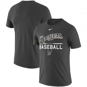 Wholesale Cheap Milwaukee Brewers Nike Wordmark Practice Performance T-Shirt Anthracite