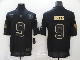 Wholesale Cheap Men\'s New Orleans Saints #9 Drew Brees Black 2020 Salute To Service Stitched NFL Nike Limited Jersey