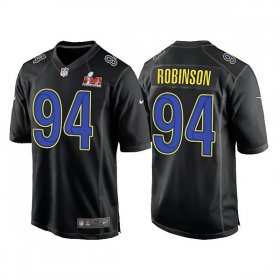 Wholesale Cheap Men\'s Los Angeles Rams #94 A\'Shawn Robinson 2022 Black Super Bowl LVI Game Stitched Jersey