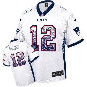 Wholesale Cheap Nike Patriots #12 Tom Brady White Men\'s Stitched NFL Elite Drift Fashion Jersey